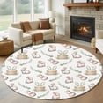 thumbnail image 1 of Round Rugs 6 Ft, Cute Rabbits Non Slip Area Rugs for Kitchen Bedroom Entryway, Spring Eucalyptus Leaves Farmhouse Washable Carpet Runner Rug Floor Mats for Bedroom Home Decor, 1 of 8