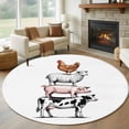 thumbnail image 1 of Round Rugs 6 Ft, Farm Animals Non Slip Area Rugs for Kitchen Bedroom Entryway, Watercolor Farmhouse Cow Pig Chickens Sheeps Washable Carpet Runner Rug Floor Mats for Bedroom Home Decor, 1 of 8