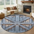 thumbnail image 1 of Round Rugs 6 Ft, Farmhouse Wood Grain Non Slip Area Rugs for Kitchen Bedroom Entryway, Vintage Country Barn Gate Textured Washable Carpet Runner Rug Floor Mats for Bedroom Home Decor, 1 of 8