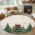 thumbnail image 1 of Round Rugs 6 Ft, Merry Christmas Non Slip Area Rugs for Kitchen Bedroom Entryway, Green Xmas Tree Snowflake Washable Carpet Runner Rug Floor Mats for Bedroom Home Decor, 1 of 9