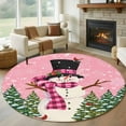 thumbnail image 1 of Round Rugs 6 Ft, Pink Snowman Christmas Non Slip Area Rugs for Kitchen Bedroom Entryway, Xmas Tree Snowflake Abstract Washable Carpet Runner Rug Floor Mats for Bedroom Home Decor, 1 of 9