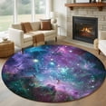 thumbnail image 1 of Round Rugs 6 Ft, Purple Ombre Starry Night Non Slip Area Rugs for Kitchen Bedroom Entryway, Modern Abstract Art Washable Carpet Runner Rug Floor Mats for Bedroom Home Decor, 1 of 8