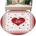 thumbnail image 1 of Round Rugs 6 Ft, Red Valentine's Day Non Slip Area Rugs for Kitchen Bedroom Entryway, Love Heart Romantic Valentines Washable Carpet Runner Rug Floor Mats for Bedroom Home Decor, 1 of 9