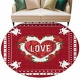 thumbnail image 1 of Round Rugs 6 Ft, Red Valentine's Day Non Slip Area Rugs for Kitchen Bedroom Entryway, Love Heart Spring Floral Roses Washable Carpet Runner Rug Floor Mats for Bedroom Home Decor, 1 of 9