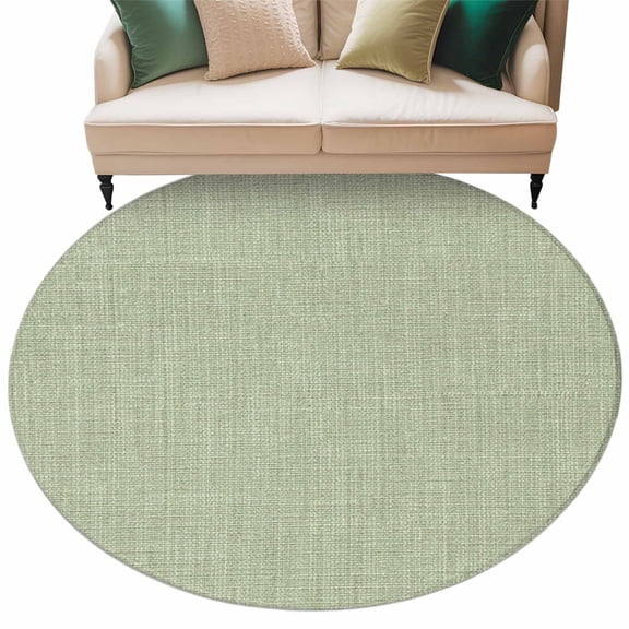 Round Rugs 6 Ft, Sage Green Burlap Texture Non Slip Area Rugs for Kitchen Bedroom Entryway, Farmhouse Vintage Sage Green Washable Carpet Runner Rug Floor Mats for Bedroom Home Decor