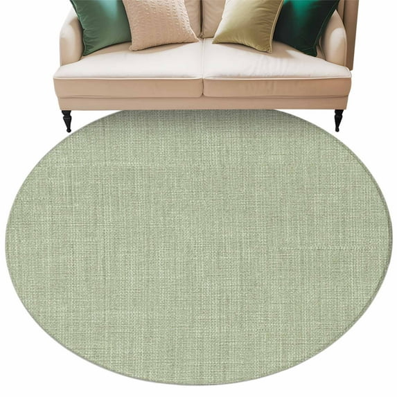 Round Rugs 6 Ft, Sage Green Burlap Texture Non Slip Area Rugs for Kitchen Bedroom Entryway, Farmhouse Vintage Sage Green Washable Carpet Runner Rug Floor Mats for Bedroom Home Decor