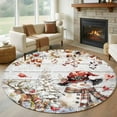 thumbnail image 1 of Round Rugs 6 Ft, Snowman Christmas Non Slip Area Rugs for Kitchen Bedroom Entryway, Xmas Snowflake Eucalyptus Leaves Wooden Washable Carpet Runner Rug Floor Mats for Bedroom Home Decor, 1 of 9