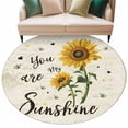 thumbnail image 1 of Round Rugs 6 Ft, Sunflowers Pastoral Non Slip Area Rugs for Kitchen Bedroom Entryway, Bees Country Botanical Retro Beige Washable Carpet Runner Rug Floor Mats for Bedroom Home Decor, 1 of 9