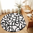 thumbnail image 1 of Round Rugs 6Ft, Abstract Black Round Area Rug Washable Indoor Throw Carpet, Bold Lines Modern Vines Swirls Graphic Soft Non Slip Circle Rug for Office Cabinet Home Decor Aesthetic, 1 of 8