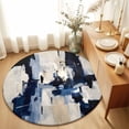thumbnail image 1 of Round Rugs 6Ft, Abstract Blue Beige Round Area Rug Washable Indoor Throw Carpet, Oil Painting Geometric Soft Non Slip Circle Rug for Office Cabinet Home Decor Aesthetic, 1 of 8