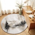 thumbnail image 1 of Round Rugs 6Ft, Black Beige Oil Painting Round Area Rug Washable Indoor Throw Carpet, Minimalist Abstract Industrial Soft Non Slip Circle Rug for Office Cabinet Home Decor Aesthetic, 1 of 8