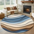 thumbnail image 1 of Round Rugs 6Ft, Blue Brown Ombre Round Area Rug Washable Indoor Throw Carpet, Modern Abstract Aesthetics Geometric Soft Non Slip Circle Rug for Office Cabinet Home Decor Aesthetic, 1 of 8