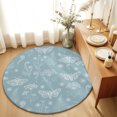 thumbnail image 1 of Round Rugs 6Ft, Blue Butterfly Botanical Round Area Rug Washable Indoor Throw Carpet, Summer Plants Line Art Soft Non Slip Circle Rug for Office Cabinet Home Decor Aesthetic, 1 of 8