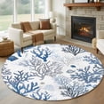 thumbnail image 1 of Round Rugs 6Ft, Blue Coastal Round Area Rug Washable Indoor Throw Carpet, Summer Nautical Ocean Beach Coral Fish Soft Non Slip Circle Rug for Office Cabinet Home Decor Aesthetic, 1 of 8