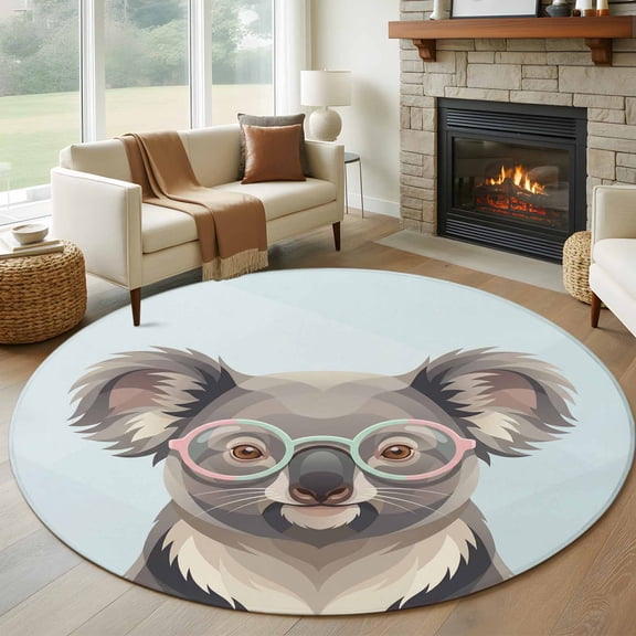 Round Rugs 6Ft, Blue Cola Round Area Rug Washable Indoor Throw Carpet, Funny Animals Modern Art Soft Non Slip Circle Rug for Office Cabinet Home Decor Aesthetic