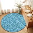 thumbnail image 1 of Round Rugs 6Ft, Blue Geometric Round Area Rug Washable Indoor Throw Carpet, Country Chic Abstract Gradient Motifs Soft Non Slip Circle Rug for Office Cabinet Home Decor Aesthetic, 1 of 8