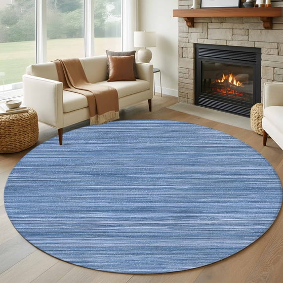 Round Rugs 6Ft, Blue Pattern Round Area Rug Washable Indoor Throw Carpet, Vintage Abstract Minimalist Art Soft Non Slip Circle Rug for Office Cabinet Home Decor Aesthetic