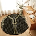 thumbnail image 1 of Round Rugs 6Ft, Boho Archway Round Area Rug Washable Indoor Throw Carpet, Black Traditional Ethnic Symmetrical Floral Soft Non Slip Circle Rug for Office Cabinet Home Decor Aesthetic, 1 of 8