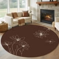 thumbnail image 1 of Round Rugs 6Ft, Brown Floral Round Area Rug Washable Indoor Throw Carpet, Spring Flower Soft Non Slip Circle Rug for Office Cabinet Home Decor Aesthetic, 1 of 8