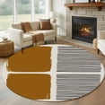 thumbnail image 1 of Round Rugs 6Ft, Brown Round Area Rug Washable Indoor Throw Carpet, Modern Painting Farmhouse Striped Abstract Art Soft Non Slip Circle Rug for Office Cabinet Home Decor Aesthetic, 1 of 8