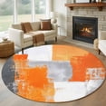 thumbnail image 1 of Round Rugs 6Ft, Burnt Orange Grey Round Area Rug Washable Indoor Throw Carpet, Modern Oil Painted Abstract Art Soft Non Slip Circle Rug for Office Cabinet Home Decor Aesthetic, 1 of 8