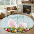 thumbnail image 1 of Round Rugs 6Ft, Easter Round Area Rug Washable Indoor Throw Carpet, Wooden Bunny Colorful Eggs Spring Floral Farmhouse Soft Non Slip Circle Rug for Office Cabinet Home Decor Aesthetic, 1 of 8