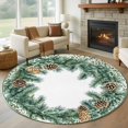 thumbnail image 1 of Round Rugs 6Ft, Green Botanical Round Area Rug Washable Indoor Throw Carpet, Pine Cones Needles Farmhouse Soft Non Slip Circle Rug for Office Cabinet Home Decor Aesthetic, 1 of 8