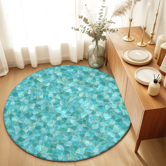 Round Rugs 6Ft, Green Geometric Round Area Rug Washable Indoor Throw Carpet, Farmhouse Abstract Neutral Motifs Soft Non Slip Circle Rug for Office Cabinet Home Decor Aesthetic