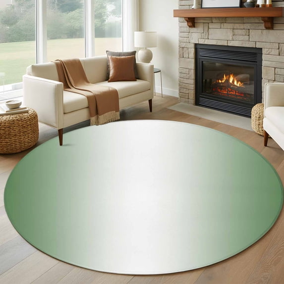 Round Rugs 6Ft, Green White Ombre Round Area Rug Washable Indoor Throw Carpet, Modern Gradient Abstract Art Soft Non Slip Circle Rug for Office Cabinet Home Decor Aesthetic