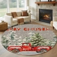 thumbnail image 1 of Round Rugs 6Ft, Grey Christmas Round Area Rug Washable Indoor Throw Carpet, Red Truck Xmas Tree Snowflake Soft Non Slip Circle Rug for Office Cabinet Home Decor Aesthetic, 1 of 8
