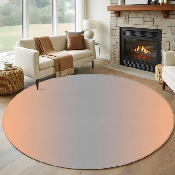 Round Rugs 6Ft, LightSalmon Gray Ombre Round Area Rug Washable Indoor Throw Carpet, Modern Gradient Abstract Art Soft Non Slip Circle Rug for Office Cabinet Home Decor Aesthetic