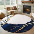 thumbnail image 1 of Round Rugs 6Ft, Navy Blue Marble Round Area Rug Washable Indoor Throw Carpet, Modern Ink Painting Art Abstract Soft Non Slip Circle Rug for Office Cabinet Home Decor Aesthetic, 1 of 8