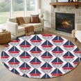 thumbnail image 1 of Round Rugs 6Ft, Navy Blue Red Boat Round Area Rug Washable Indoor Throw Carpet, Nautical Anchor Rudder Coastal Soft Non Slip Circle Rug for Office Cabinet Home Decor Aesthetic, 1 of 8
