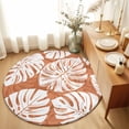 thumbnail image 1 of Round Rugs 6Ft, Orange Monstera Deliciosa Round Area Rug Washable Indoor Throw Carpet, Summer Botanical Tropical Soft Non Slip Circle Rug for Office Cabinet Home Decor Aesthetic, 1 of 8