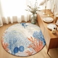 thumbnail image 1 of Round Rugs 6Ft, Orange Navy Blue Coral Round Area Rug Washable Indoor Throw Carpet, Summer Beach Coastal Retro Soft Non Slip Circle Rug for Office Cabinet Home Decor Aesthetic, 1 of 8