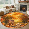 thumbnail image 1 of Round Rugs 6Ft, Orange Western Fall Round Area Rug Washable Indoor Throw Carpet, Sunflower Thanksgiving Pumpkin Soft Non Slip Circle Rug for Office Cabinet Home Decor Aesthetic, 1 of 8