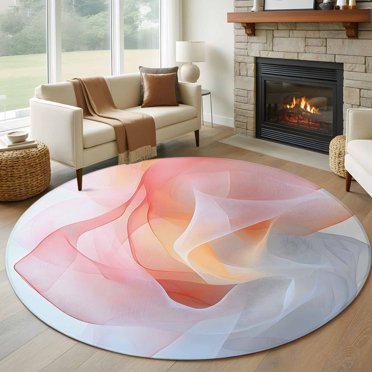 Round Rug Designs Round Rugs 4Ft, Blue Conch Round Area Rug Washable Indoor Throw Carpet ...