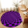 thumbnail image 1 of Round Rugs 6Ft, Purple Black Checkered Round Area Rug Washable Indoor Throw Carpet, Modern Abstract Art Soft Non Slip Circle Rug for Office Cabinet Home Decor Aesthetic, 1 of 8