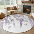 thumbnail image 1 of Round Rugs 6Ft, Purple Spring Floral Round Area Rug Washable Indoor Throw Carpet, Summer Botanical Weeping Vintage Soft Non Slip Circle Rug for Office Cabinet Home Decor Aesthetic, 1 of 8