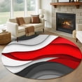 thumbnail image 1 of Round Rugs 6Ft, Red Black Ombre Round Area Rug Washable Indoor Throw Carpet, Modern Abstract Aesthetics Geometric Moire Soft Non Slip Circle Rug for Office Cabinet Home Decor Aesthetic, 1 of 8