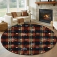 thumbnail image 1 of Round Rugs 6Ft, Red Plaid Christmas Round Area Rug Washable Indoor Throw Carpet, Xmas Snowflake Checkered Soft Non Slip Circle Rug for Office Cabinet Home Decor Aesthetic, 1 of 8