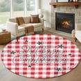 thumbnail image 1 of Round Rugs 6Ft, Red Plaid Christmas Round Area Rug Washable Indoor Throw Carpet, Xmas Snowflake Merry Christmas Soft Non Slip Circle Rug for Office Cabinet Home Decor Aesthetic, 1 of 8