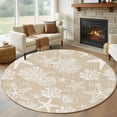 thumbnail image 1 of Round Rugs 6Ft, Rustic Coastal Round Area Rug Washable Indoor Throw Carpet, Sea Nautical Summer Beach Starfish Coral Soft Non Slip Circle Rug for Office Cabinet Home Decor Aesthetic, 1 of 8