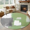 thumbnail image 1 of Round Rugs 6Ft, Sage Green Gray Round Area Rug Washable Indoor Throw Carpet, Oil Painting Abstract Modern Geometric Soft Non Slip Circle Rug for Office Cabinet Home Decor Aesthetic, 1 of 8