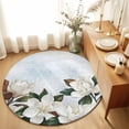 thumbnail image 1 of Round Rugs 6Ft, Spring Magnolia Flower Round Area Rug Washable Indoor Throw Carpet, White Floral Botanical Light Blue Soft Non Slip Circle Rug for Office Cabinet Home Decor Aesthetic, 1 of 8