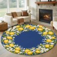 thumbnail image 1 of Round Rugs 6Ft, Summer Lemon Round Area Rug Washable Indoor Throw Carpet, Blue Yellow Spring Floral Botanical Soft Non Slip Circle Rug for Office Cabinet Home Decor Aesthetic, 1 of 8