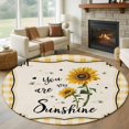 thumbnail image 1 of Round Rugs 6Ft, Sunflowers Round Area Rug Washable Indoor Throw Carpet, Yellow Floral Botanical Checkered Rustic Soft Non Slip Circle Rug for Office Cabinet Home Decor Aesthetic, 1 of 8