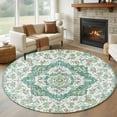 thumbnail image 1 of Round Rugs 6Ft, Turquoise Boho Round Area Rug Washable Indoor Throw Carpet, Vintage Abstract Art Floral Ethnic Tribe Soft Non Slip Circle Rug for Office Cabinet Home Decor Aesthetic, 1 of 8