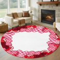 thumbnail image 1 of Round Rugs 6Ft, Valentine's Day Round Area Rug Washable Indoor Throw Carpet, Pink Buffalo Plaid Love Hearts Roses Soft Non Slip Circle Rug for Office Cabinet Home Decor Aesthetic, 1 of 8