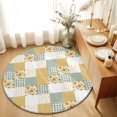 thumbnail image 1 of Round Rugs 6Ft, Yellow Green Checkered Floral Round Area Rug Washable Indoor Throw Carpet, Farmhouse Art Flowers Buffalo Soft Non Slip Circle Rug for Office Cabinet Home Decor Aesthetic, 1 of 8